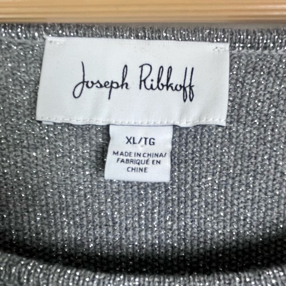 Joseph Ribkoff Women XL Metallic Gray Studded Sweater Tunic Top Sparkle Knit - Picture 5 of 9